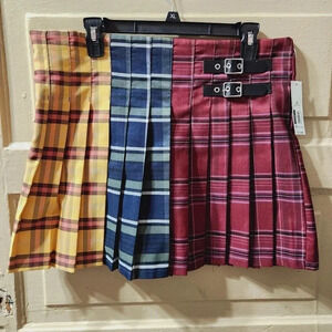 No Boundaries Y2K Mixed Plaid Pleated Mini Skirt NWT
